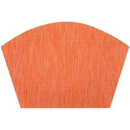SHACOS Round Table Placemats Set of 5 Woven Vinyl Wedge Placemats with Centerpiece Round Table Mats Heat Resistant Wipe Clean (5, Orange) - color: Orange