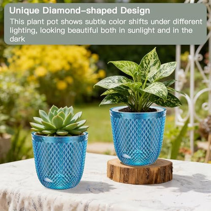 QCQHDU 2 Pack Self Watering Pots, 5.7 Inch, with Drainage Holes, Klein Blue - color: Klein Blue, size: 5.7in