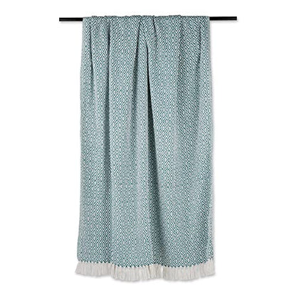 DII Rustic Farmhouse Double Diamond Woven Throw, 50x60, Teal - color: Teal, size: 50x60"