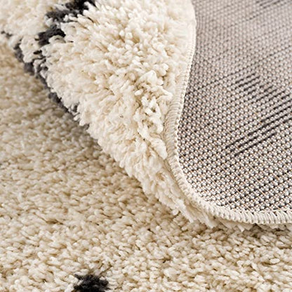 Hauteloom Geomara Shag Moroccan Farmhouse 2'7" x 7'3" Runner Bohemian/Global 100% Polypropylene Charcoal/Beige Runner - color: Charcoal, Beige / Alstead, size: 2'7" x 7'3" (Runner)