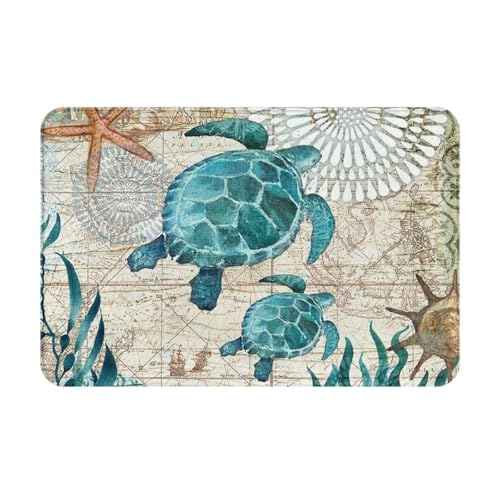 Sea Turtle Bath Mat Non-Slip Soft Flannel Bathroom Rugs Washable Bathmat, Carpet Rug Entryway Decor for Tub Shower Room Floor Home Kitchen,24x16 in - color: Sea Turtle, size: 1'4" x 1'11" (Rectangular)