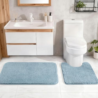 Exclusivo Mezcla Soft Absorbent Bathroom Rugs, Non-Slip Bath Mat, 17x24 - color: Slate Blue, size: 17"x24"(Rectangular)