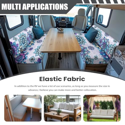 Boho Mandala Flower RV Dinette Cushion Covers Wear-Resistan Camper Seat Covers Dinette Booth Stretch RV Couch Cover Include 1 Backrest Covers and 1 Bench Covers - color: Boho Mandala Flower