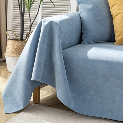 STACYPIK Waterproof Blue Couch Cover for Pets, Anti-Cat Scratch Sofa Cover - color: A-waterproof-sky Blue, size: Medium Size(71" X71")