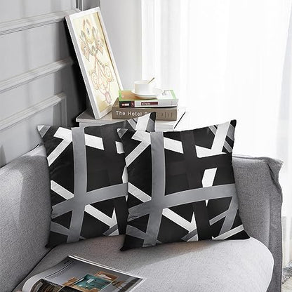 Emvency Throw Pillow Covers Set of 2, 18 x 18 Inch, Striped Retro Gray - color: Black White, size: 18" x 18" (Pack of 2)