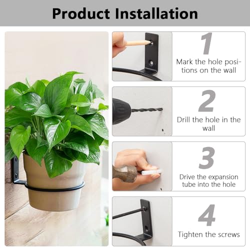 8 Pack 6 Inch Wall Mounted Plant Holder, Flower Pot Holder Ring - size: 6inch