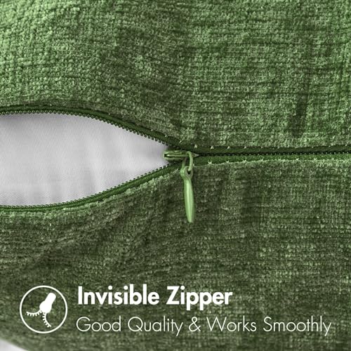 MIULEE Soft Chenille Throw Pillow Covers Moss Green 16x16 Inch Pack of 2 - color: Moss Green, size: 16" x 16" (Pack of 2)