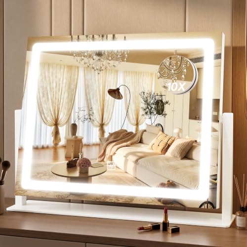 CraftCraze Makeup Mirror with Lights Vanity Mirror Dimmable|16''*12''White - color: White, size: 16"L x 12"W