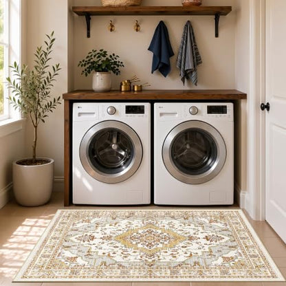 Arenarug 3x5 Washable Area Rug for Bedroom, Khaki Rusty Yellow - color: Khaki Rusty Yellow, size: 3' x 5' (Rectangular)