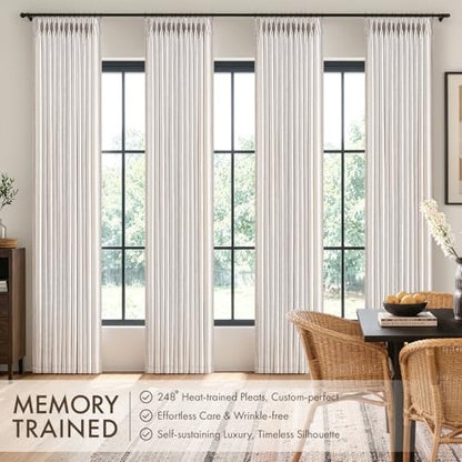 MIULEE 4 Panels Set Pinch Pleated Linen Curtains 96 Inch Long Natural - color: Natural, size: 40"W x 96"L (Pack of 4)