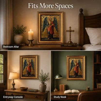 Gold Framed Archangel Michael Canvas Wall Art 16inx24in - color: Archangel A, size: 24"L x 16"W