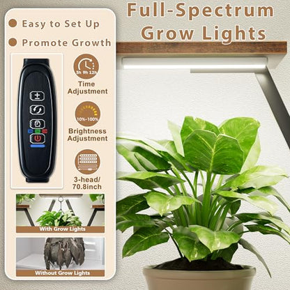 JUSTOGO Plant Stand Indoor with Grow Lights - 9 Tiered Tall Plant Shelf