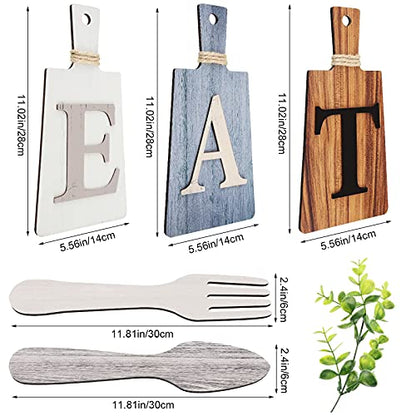 Jetec Cutting Board Eat Sign Set Wall Decor, Gray, White, Brown - color: Gray, White, Brown