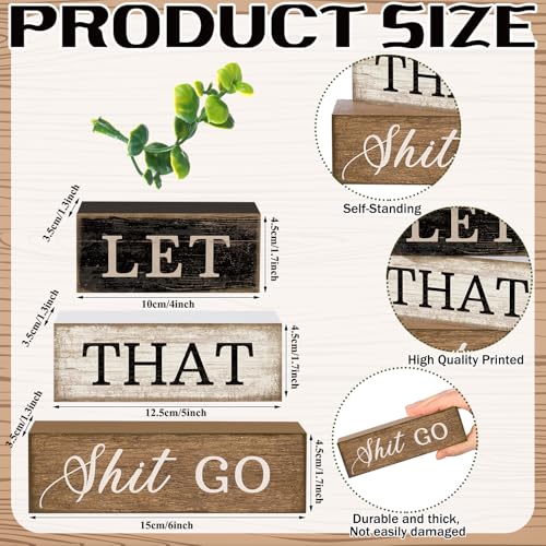 Moucuny 4 Pcs Wooden Block Signs Farmhouse Table Decoration for Bathroom - style: Bathroom