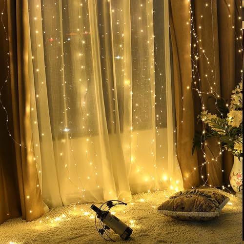Vigdur Led Curtain String Lights, 8FT 210 Warm LEDs Christmas Fairy Lights - color: 1 Pack