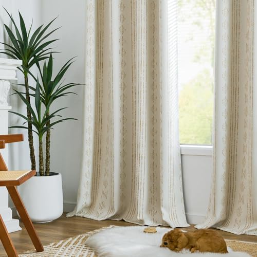 jinchan Boho Blackout Curtains 54 Inch Length for Bedroom - color: Boho | Taupe on Beige, size: 52"W x 54"L (Pack of 2)