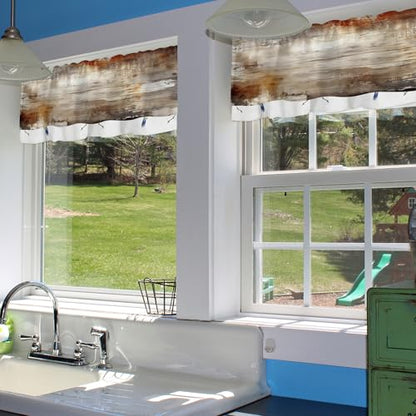 Abstract Wooden Planks Texture Semi Sheer Valances - 42"x12" for Kitchen Bedroom Windows - color: Abstract Wooden Planks Texture, size: 12"W x 42"L (Pack of 1)