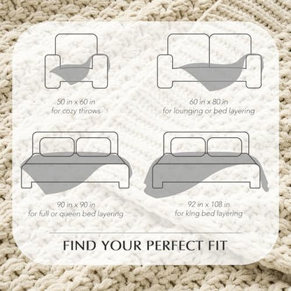 EVERGRACEHOME Chunky Chenille Knit Throw Blanket, 60 x 80, Beige - color: Beige, size: 60" X 80"
