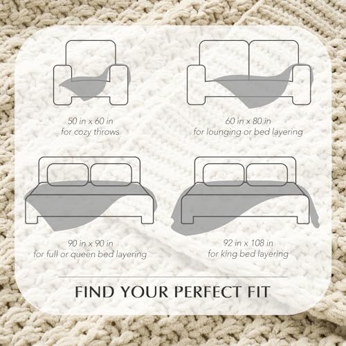 EVERGRACEHOME Chunky Chenille Knit Throw Blanket, 50 x 60, Beige - color: Beige, size: 50" X 60"