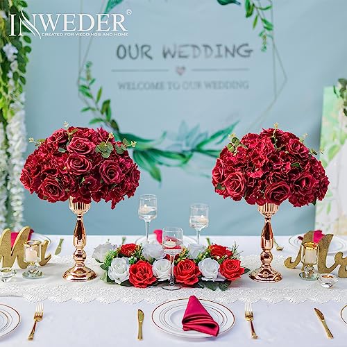 Burgundy Flowers Balls for Centerpieces: 15.7in Diam, Set of 2 - color: Burgundy, size: 15.7" Diam - 2 PCS
