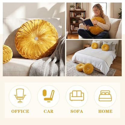 Drydiet 1 Pcs Round Pumpkin Throw Pillow Fall Pillow(Velvet Gold,15'') - color: Velvet Gold, size: 15''