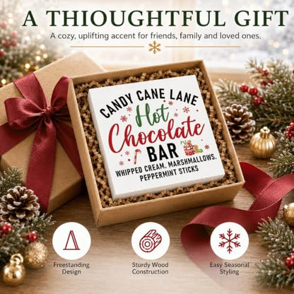 Candy Cane Lane Hot Chocolate Bar Sign, Christmas Coffee Bar Wood Box Decor - color: Style 3
