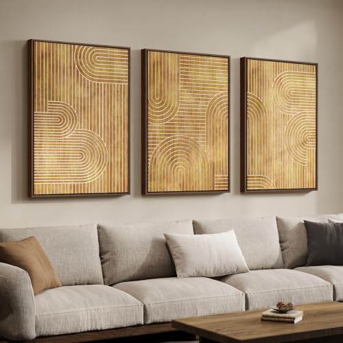 Framed 3D Wood Abstract Modern Textured Wall Decor Living Room, 24x36 Inch - color: Neutral