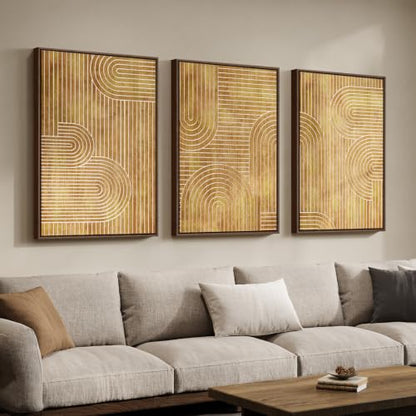 Framed 3D Wood Abstract Modern Textured Wall Decor Living Room, 24x36 Inch - color: Neutral