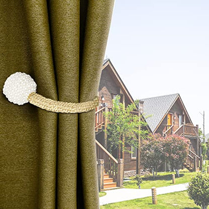 8 Pack Magnetic Curtain Tiebacks with Pearls,Modern Curtain Holdbacks Strap - color: Gold