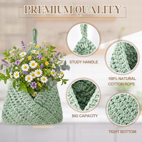 Honeydak 3 Hanging Baskets, Sage Green Mix, Envelope Basket - color: Sage Green Mix, style: Envelope Basket