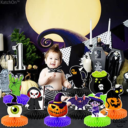 KatchOn Halloween Honeycomb Centerpieces, Pack of 9 - color: Green, Orange & Black
