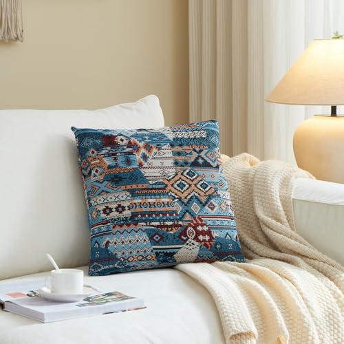Pack of 2 Couch Throw Pillow Covers 20x20 Inch Neutral Blue Flower Soft Decorative Cotton Pillow Covers Farmhouse Accent Cushion Covers for Boho Western Spring Coastal Decor Sofa Bed Living Room - color: Sky Bloom, size: 20" x 20" (Pack of 2)