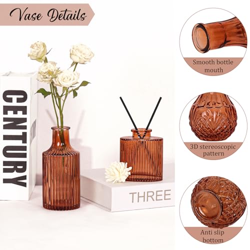 Set of 36 Glass Bud Vases Small Flower Vases for Centerpieces (Dark Amber) - color: Dark Amber