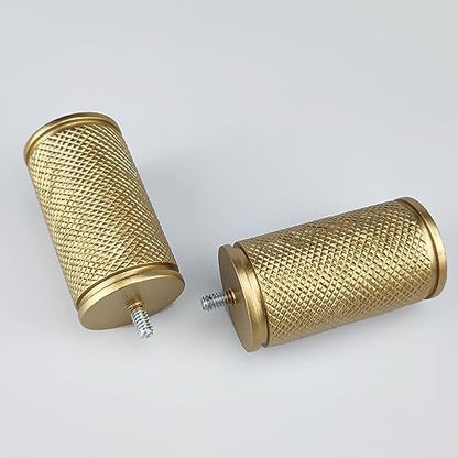 Decorative Curtain Rod Finials, Polyresin Gold Knurled Design Finials, Set of 2, Compatible with 1 inch Diameter Curtain Rod, Standalone Finial Pair