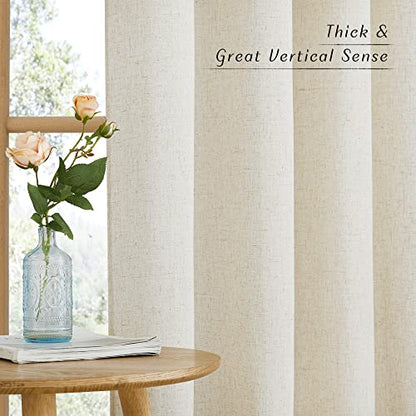 NICETWON Natural Linen 96 Inch Curtains for Bedroom, W55xL96, 2 Panels - color: Natural, size: 55"W x 96"L (Pack of 2)