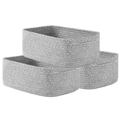 KALLAX Small Woven Storage Basket for Organizing, 12 x 8 x 4.5 inch, 3 Pack - color: Mixed Grey, size: 12"L x 8"W x 4.5"H