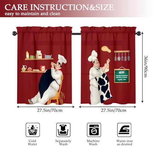 Chef Kitchen Window Curtains Over Sink 27.5" W x 36" L - color: Chef Kitchen Curtains, size: 27.5"W x 36"L (Pack of 2)