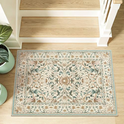 2x3 Kitchen Rugs Non Slip Washable Floral Small Entryway Rug, Tan - color: Tan, size: 2' x 3' (Rectangular)