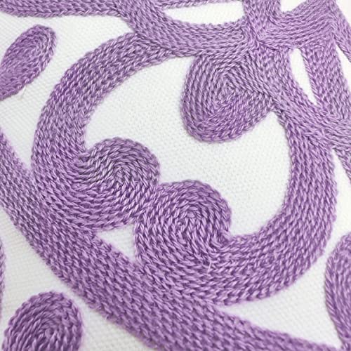 Alysheer Boho Embroidered Lumbar Throw Pillow Cover 12"x 20", 1pc Lilac - color: Lilac Lavender, size: 20" x 12" (Pack of 1)