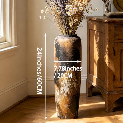 Rustic Ceramic Floor Vase, 24 Inch, Clay Farmhouse Large Decor - size: 23.6 Inch