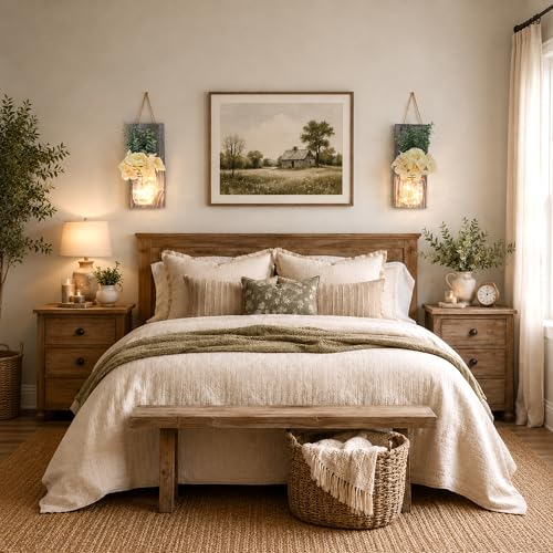 Modern Farmhouse Wall Decor Set of 2, Rustic Grey - color: 13.4"H Grey + Rose