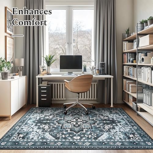 Rugflix 8x10 Area Rugs for Living Room, Washable Dark Navy Blue Large Rug - color: Dark Navy Blue, size: 8' x 10' (Rectangular)