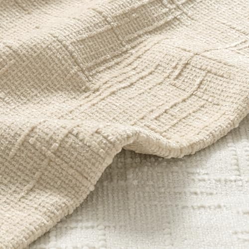 MIULEE Chenille Textured Throw Pillow Covers Beige 18x18 Set of 2 - color: Beige, size: 18" x 18" (Pack of 2)