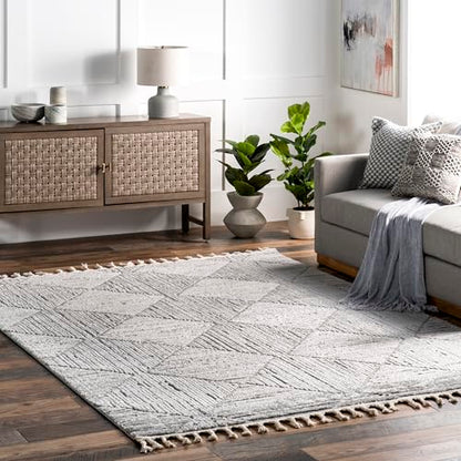 Nuloom Kerry Light Grey, 10' x 14', Geometric, Soft and Cozy, High Traffic, Stain Resistant, Easy Clean, Durable Area Rug for Bedroom, Living Room, Dining Space, Den, Foyer, Entryway - color: Kerry Light Grey, size: 10' x 14' (Rectangular)