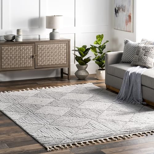 Nuloom Kerry Light Grey, 10' x 14', Geometric, Soft and Cozy, High Traffic, Stain Resistant, Easy Clean, Durable Area Rug for Bedroom, Living Room, Dining Space, Den, Foyer, Entryway - color: Kerry Light Grey, size: 10' x 14' (Rectangular)