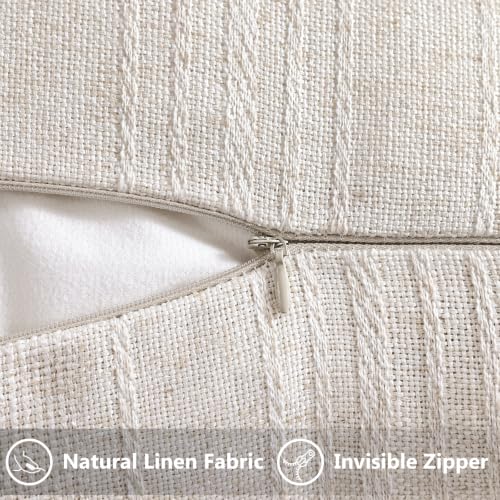 decorUhome Cream White Textured Linen Throw Pillow Covers 16x16 Set of 2 - color: Cream White, size: 16" x 16" (Pack of 2)