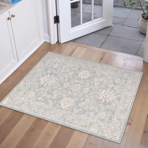 2x3 Blue Cream Neutral Area Rug - color: Blue, size: 2' x 3' (Rectangular)