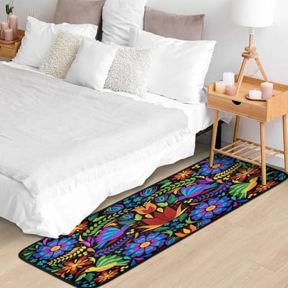 Floral Mexican Birds Doormat Area Rugs Floor Mat for Patio Front Door Entry Garage Kitchen Bathroom 72x24 in - size: 72x24 in