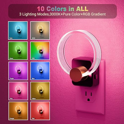 JandCase Night Light, 2 Pack Color Changing Night Lights Plug into Wall - color: RGB (Red, Green, Blue)