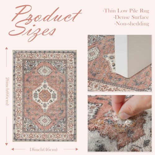 Seavish Vintage Bath Mat, 18x26 Inch Boho Coral Soft and Absorbent Bath Mat - color: Terracotta/Coral, size: 18 x 26 inch